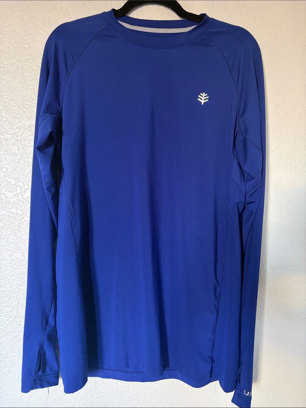 Blue Long Sleeve Performance Tee with Small Logo